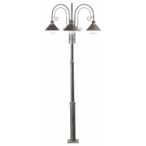 image of Nautica 3 Light Lamp Post Rust Brown, E27