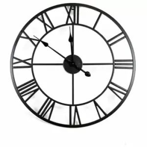Image of Charlesbentley - Charles Bentley Round Skeleton Clock with Roman Numerals Matte Black 60cm - Matte black