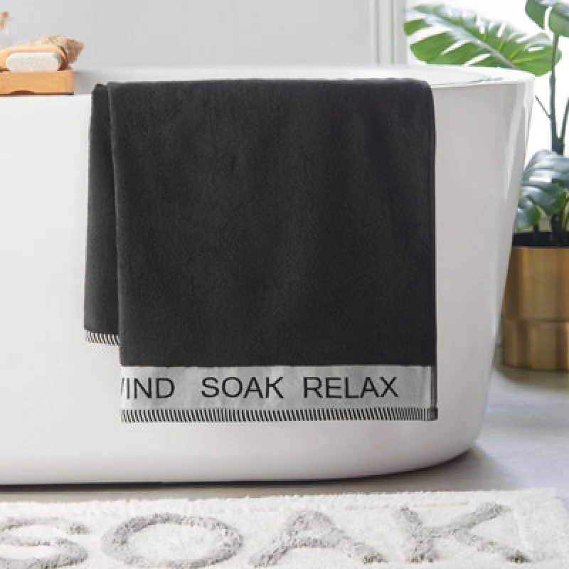 Image of Catherine Lansfield Relax And Unwind Bath Towel Black