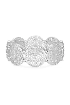 Image of Silver Crystal Statement Filigree Stretch Bracelet