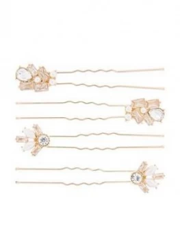 image of Accessorize 4-Pack Baguette and Pearl Pins - Pearl