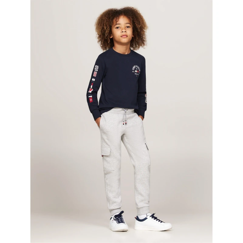 Image of Tommy Hilfiger MONOTYPE FLEECE REG CARGO SWEATP Light Grey P1A male 4Y