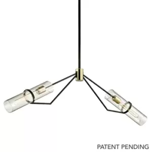 Image of Raef 2 Light Linear Textured Bronze Brushed Brass, Glass