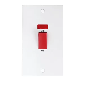 Image of KnightsBridge 45A White 2G DP 230V Electric Cooker Wall Plate Switch With Neon