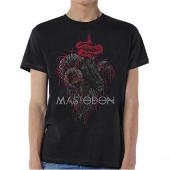 image of Mastodon - Rams Head Colour Unisex Large T-Shirt - Black