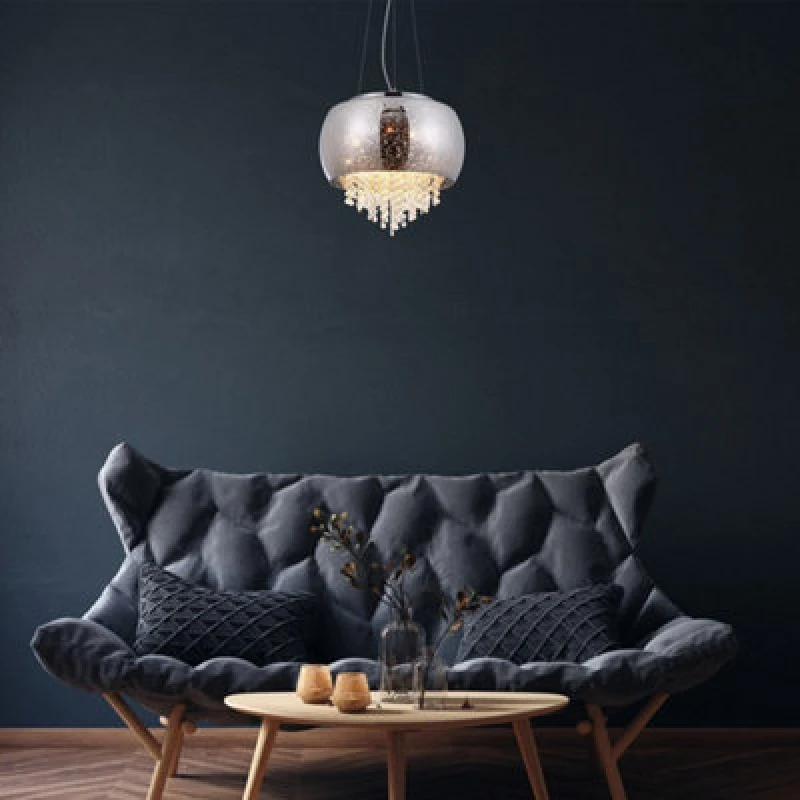 Image of Milagro Starlight Pendant Lamp Stunning Chrome Glass And Crystals Silver unisex