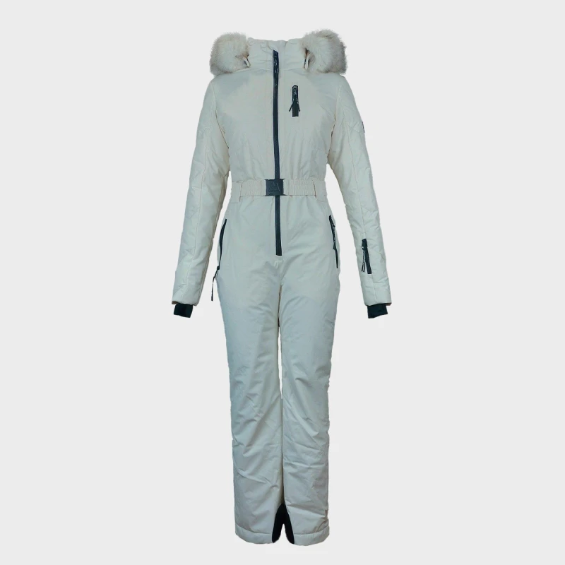 Image of Jack Wills Womens Waterproof Long Sleeve Ski Suit Cream female 8 (XS)