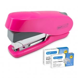 Image of Rapesco Luna Less Efrt Half Frnt Ld Stplr Pink 2000 stpls