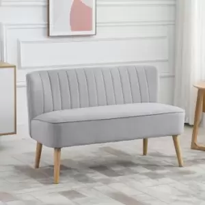 image of HOMCOM 2 Seater Sofa With Wooden Frame Foam Padding High Back Grey