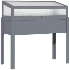 Image of Outsunny Wood Cold Frame Mini Greenhouse With Elevated Garden Box - Grey
