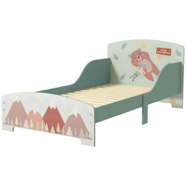 Image of ZONEKIZ Toddler Bed Frame, Kids Bedroom Furniture for Ages 3-6 Years, Green