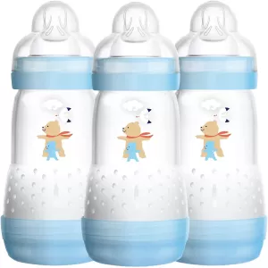 image of MAM Anti-Colic 260ml Bottle - 3 Pack Blue and White