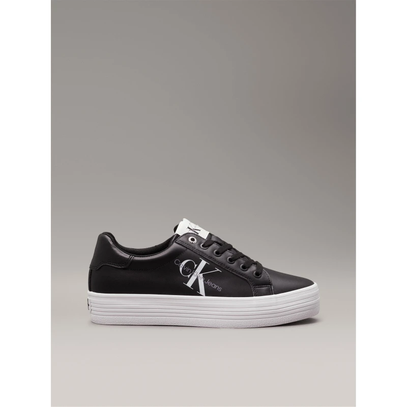 Image of Calvin Klein Jeans Womens Vulc Flatform Lace-Up Low-Top Trainers Black female 7 (41)