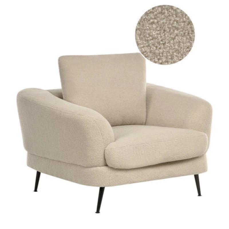 Image of Beliani Fabric Armchair Light Beige Boucle Kjaer