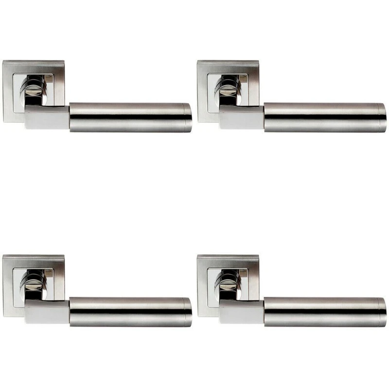 Image of Loops 4x PAIR Square Cut Mitred Bar Handle Concealed Fix Polished & Satin Steel Metallics