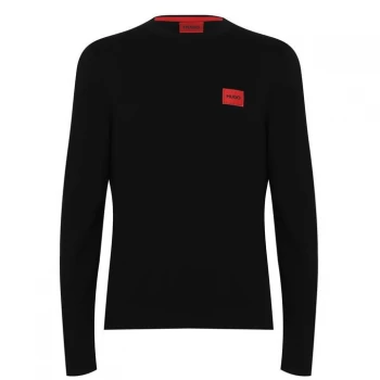 Image of Hugo Boss San Cassius Red Patch Logo Knitted Jumper Black Size L Men