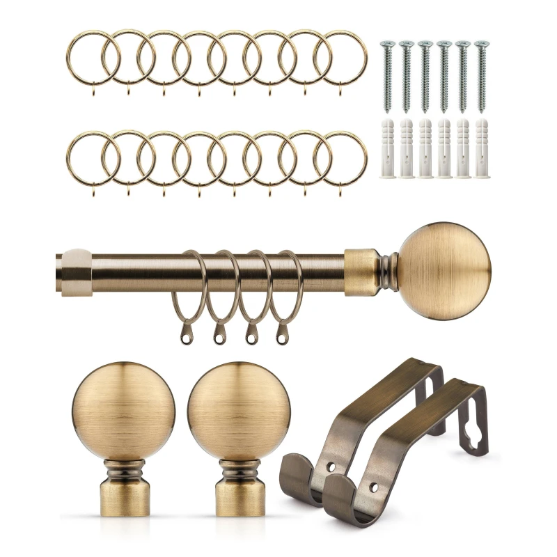 Image of Emma Barclay Ball - Extendable Curtain Pole with rings Curtain Poles 120-210cm Brown 41668905000