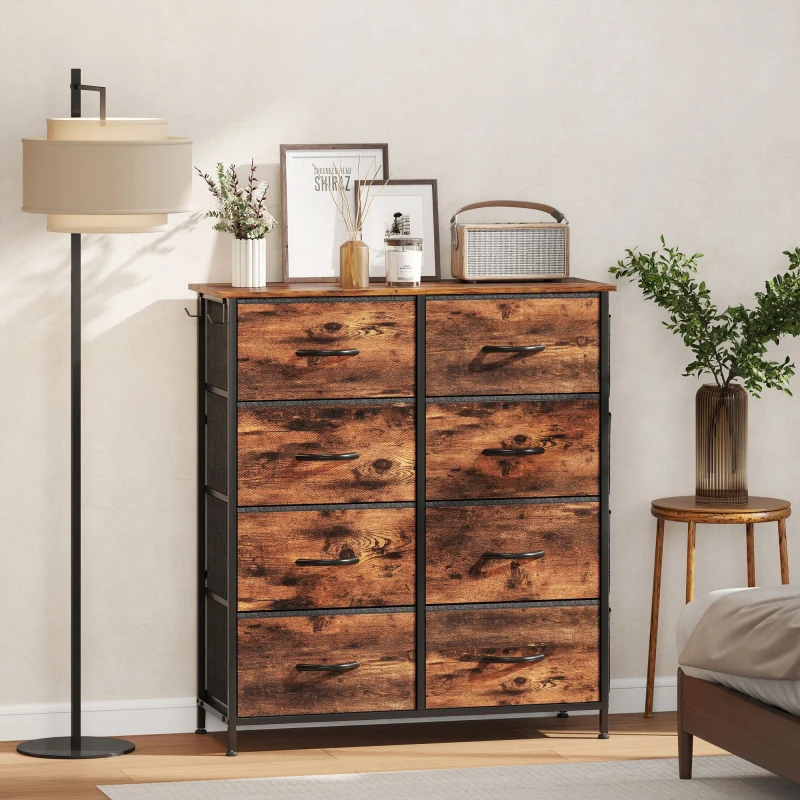 Image of HOMCOM HOMCOM Chest of Drawers with Fabric Drawers Dresser for Bedroom in Brown Size: large Brown L Unisex 5063603102163