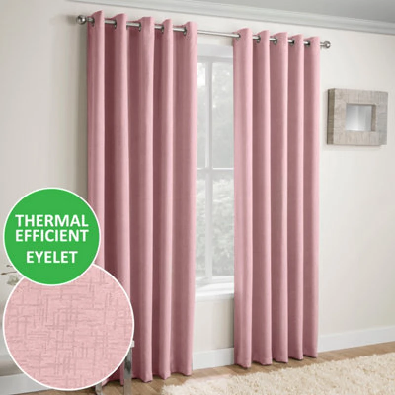 Image of Enhanced Living Vogue Blush Pink 90 X 108" (229X274Cm) Eyelet Thermal Noise Reducing Dim Out Curtains (Pair)