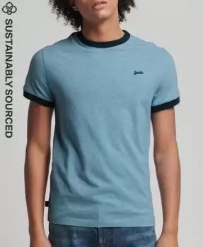 Image of Superdry Mens Organic Cotton Ringer T-Shirt Light Blue / Halifax Blue Grit - Size: L