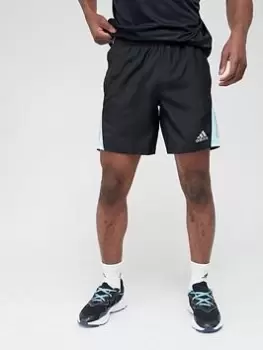 image of adidas Own The Run Shorts - Black/Blue, Size 2XL, Men