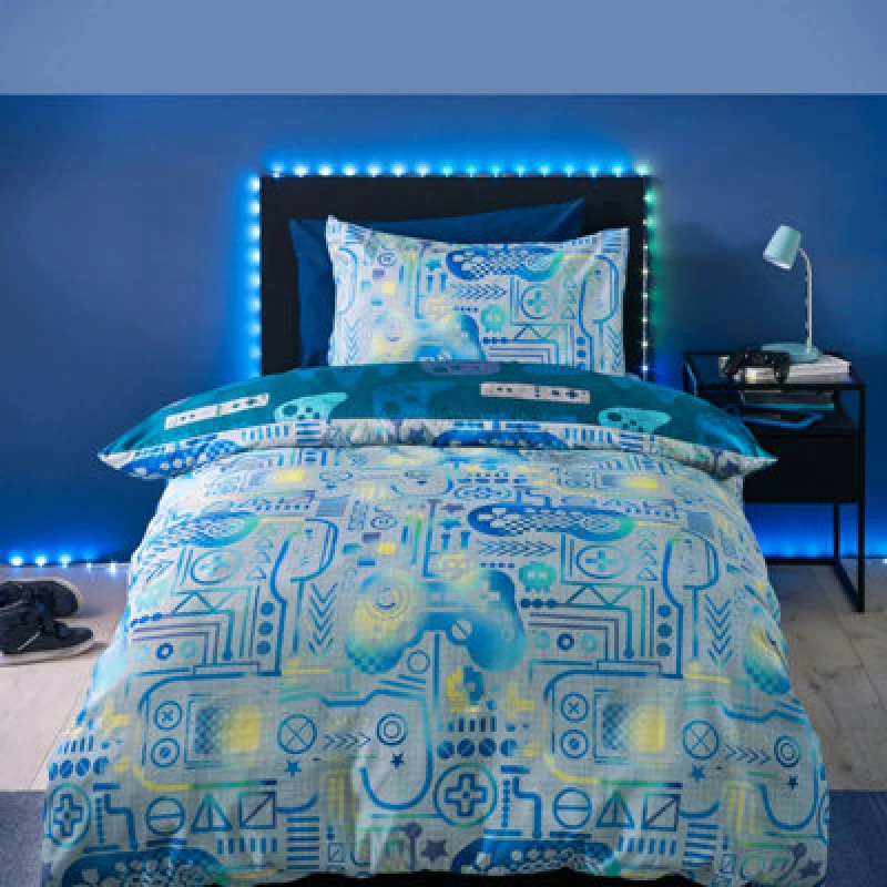 Image of Catherine Lansfield Kids Gamer So Soft Single Duvet Cover Set With Pillowcase Grey