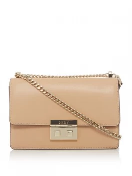 image of DKNY Ann medium flap chain cross body Neutral