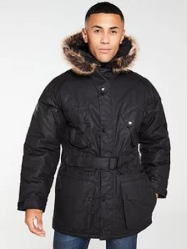 Image of Barbour International Ergo Wax Parka Jacket - Black