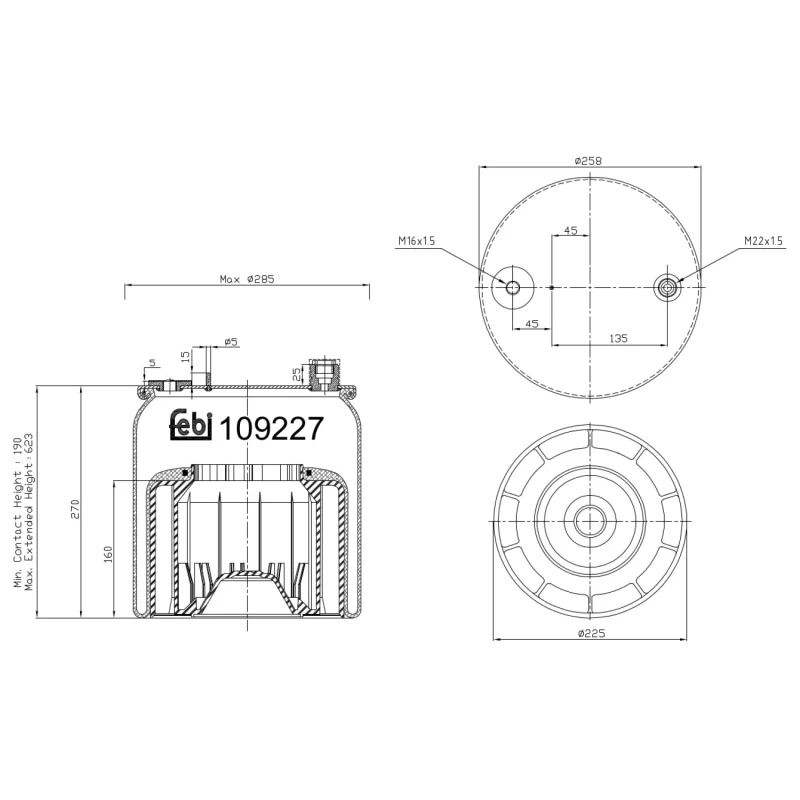 Image of FEBI BILSTEIN 109227 Boot, air suspension Rear Axle Right Boot,air suspension (324)