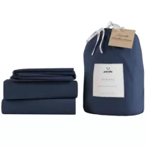 image of Panda Bamboo & French Linen Complete Bedding Set Midnight Navy - Single