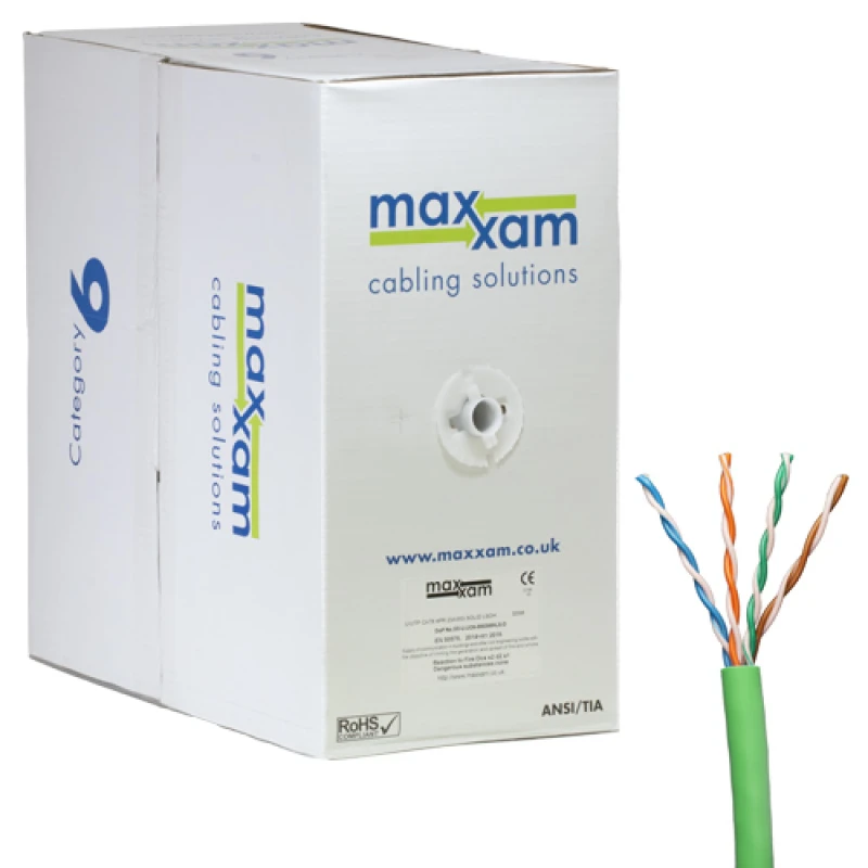 Image of Cablenet Cat6 Green U/UTP LSOH 23AWG Solid CPR Dca Cable 305m Reelex B