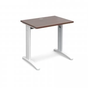 image of TR10 Straight Desk 800mm x 600mm - White Frame Walnut Top