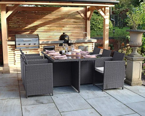 image of Royalcraft Nevada 6 Seater Cube Dining Set Grey