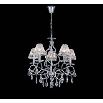 Image of Torino pendant light 5 lights polished chrome / crystal