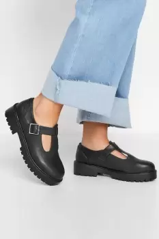 Image of Extra Wide Fit Black T Bar Mary Jane Shoes
