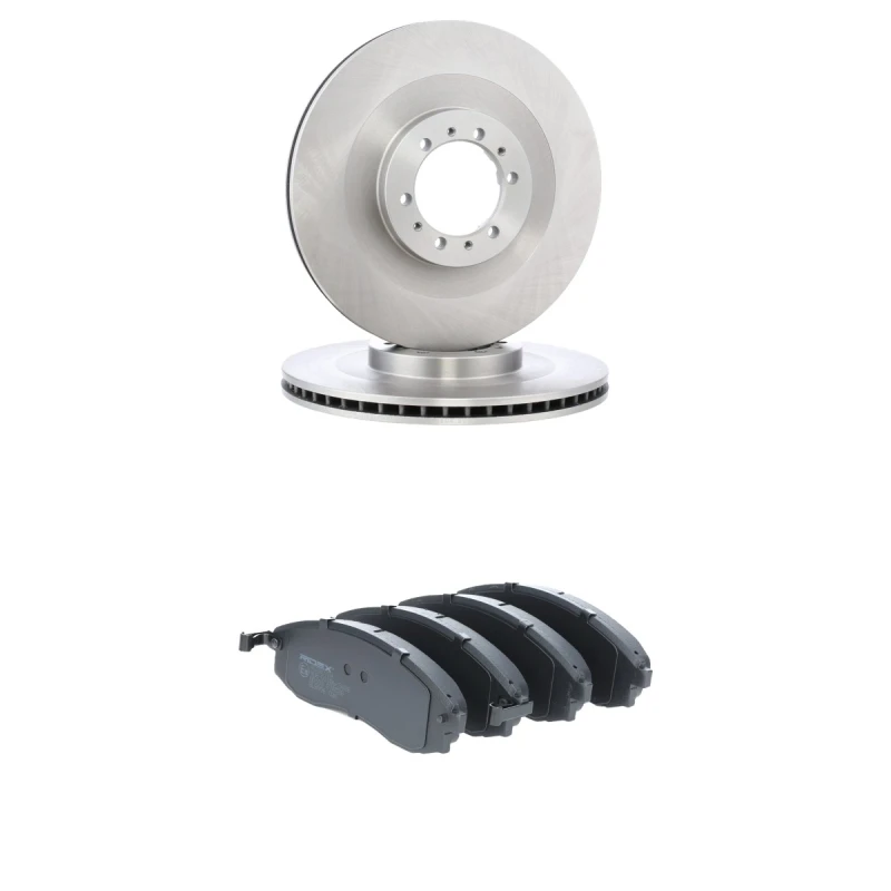 Image of RIDEX 3405B3028 Brake disc and pads set Front Axle, Brake Disc Type: internally vented, with acoustic wear warning Brake Set,disc brakes (3405)