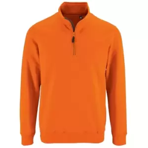 image of SOLS Mens Stan Contrast Zip Neck Sweatshirt (2XL) (Orange)