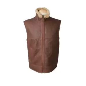 Image of Eastern Counties Leather Mens Harvey Sheepskin Gilet 38" (Cognac)