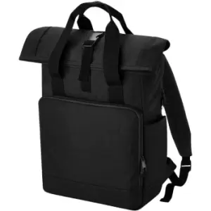 image of Roll Top Recycled Twin Handle Laptop Backpack (One Size) (Black) - Bagbase