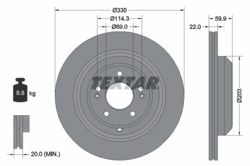 Image of Brake disc TEXTAR 92314905
