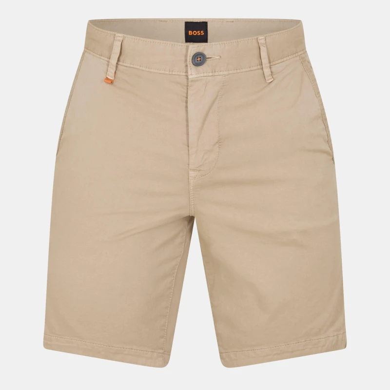 Image of Boss Mens ChinoSlim Soft Cotton Blend Shorts Medium Beige male XS