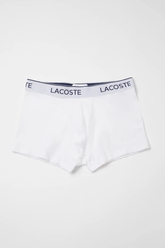 Image of Lacoste Mens 3 Pack Boxers All White Size: XL White Male XL