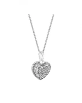 image of Simply Silver Sterling Silver 925 Cubic Zirconia Cut Out Heart Necklace - white