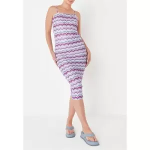 image of Missguided Abstract Print Crochet Cami Midaxi Dress - Purple