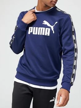 Puma Tape Poly Crew Sweatshirt - Navy , Black, Size S, Men