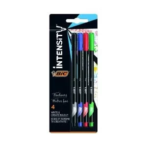 image of Bic Intensity Fineliner Pen Ultra Fine Tip Assorted Pack of 4 942082