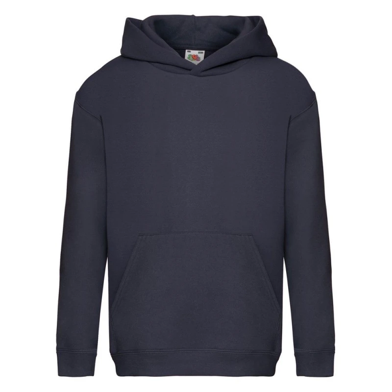 Image of Fruit of the Loom Premium Hooded Sweatshirt in Mid Navy Size: 5-6 Years Mid Navy Unisex 5-6 Years