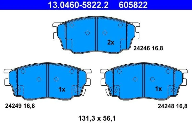 Image of ATE 13.0460-5822.2 Brake pad set with acoustic wear warning Brake Pad Set,disc brake (402)