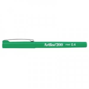 image of Artline 200 Fineliner Green Pen Pack of 12 EK200GR