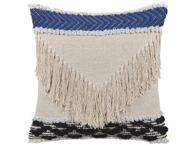 Image of Beliani Throw Cushion Sofca Cotton 45 X 45cm Beige Geometric Pattern